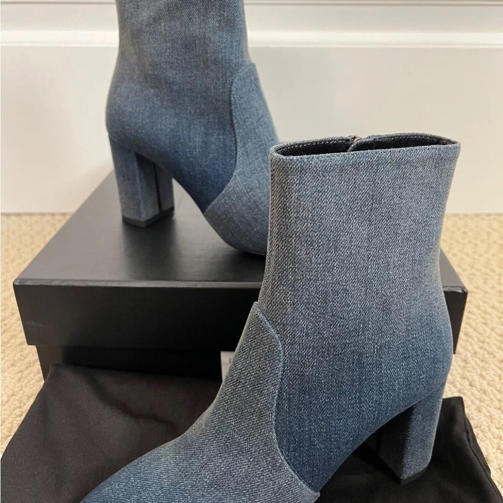 Yves Saint Laurent Denim Blue Ankle Boots 38/8